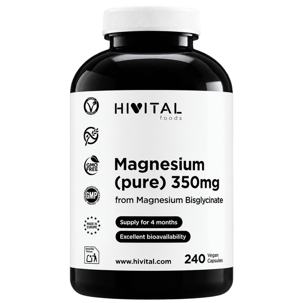 Magnesio Bisglicinato 350 mg · 240 Cápsulas Veganas (4 meses)