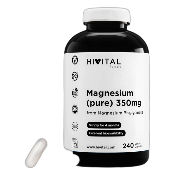 Magnesio Bisglicinato 350 mg · 240 Cápsulas Veganas (4 meses)